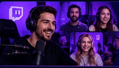 Group of streamers in a purple-lit creator space